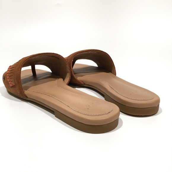 UGG Binx Fringe Slide Sandals -Chestnut Suede -Women’s US 9.5 -NEW - Picture 2 of 8